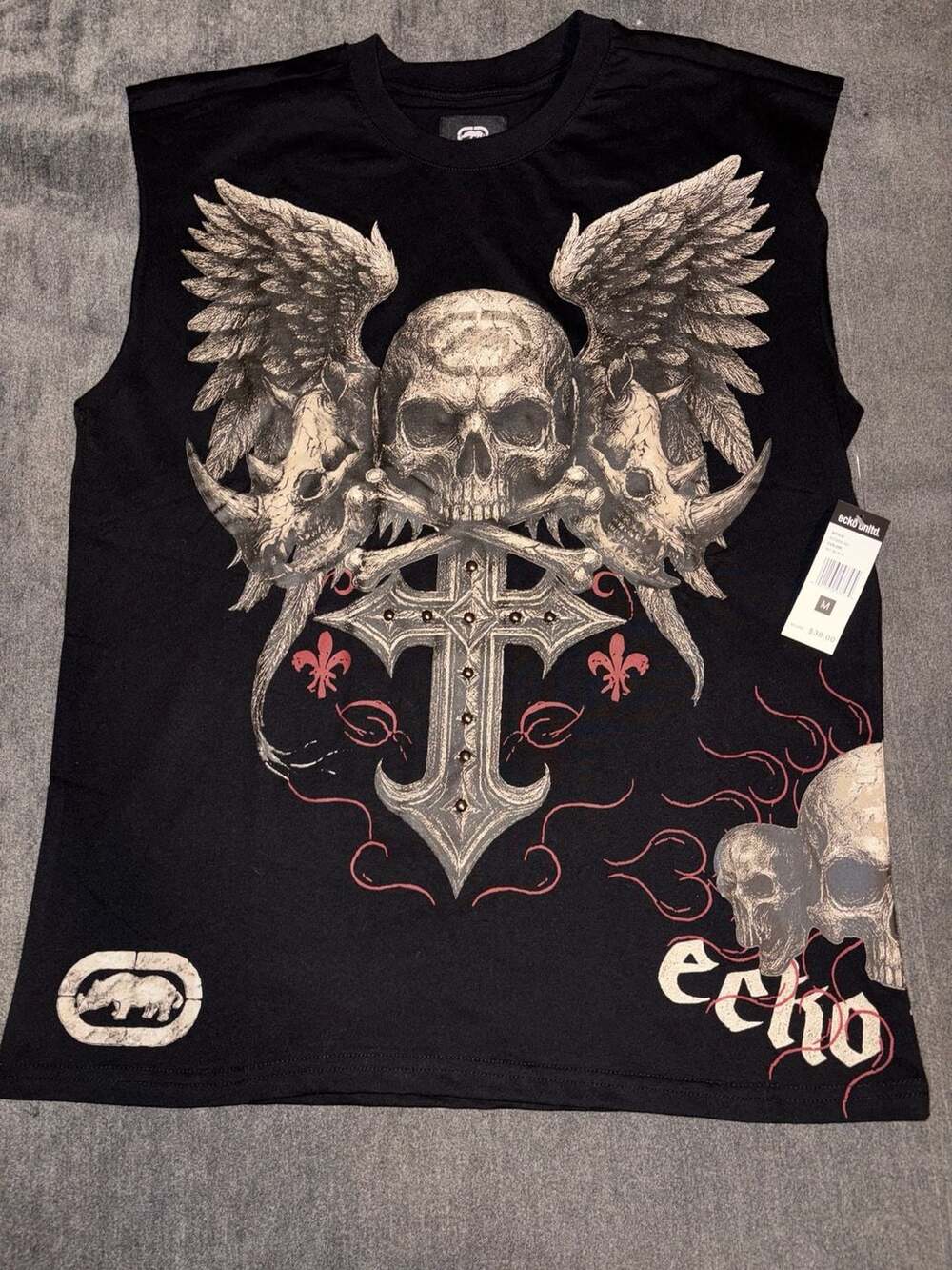 Eckō Unltd. Winged Skull Cross Muscle Tank Top Size M